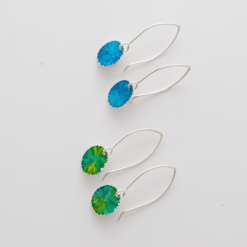 Blue or Green Drop Earrings