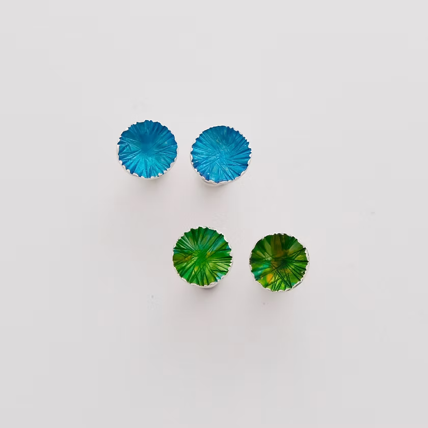 Green or Blue Sterling Silver Studs