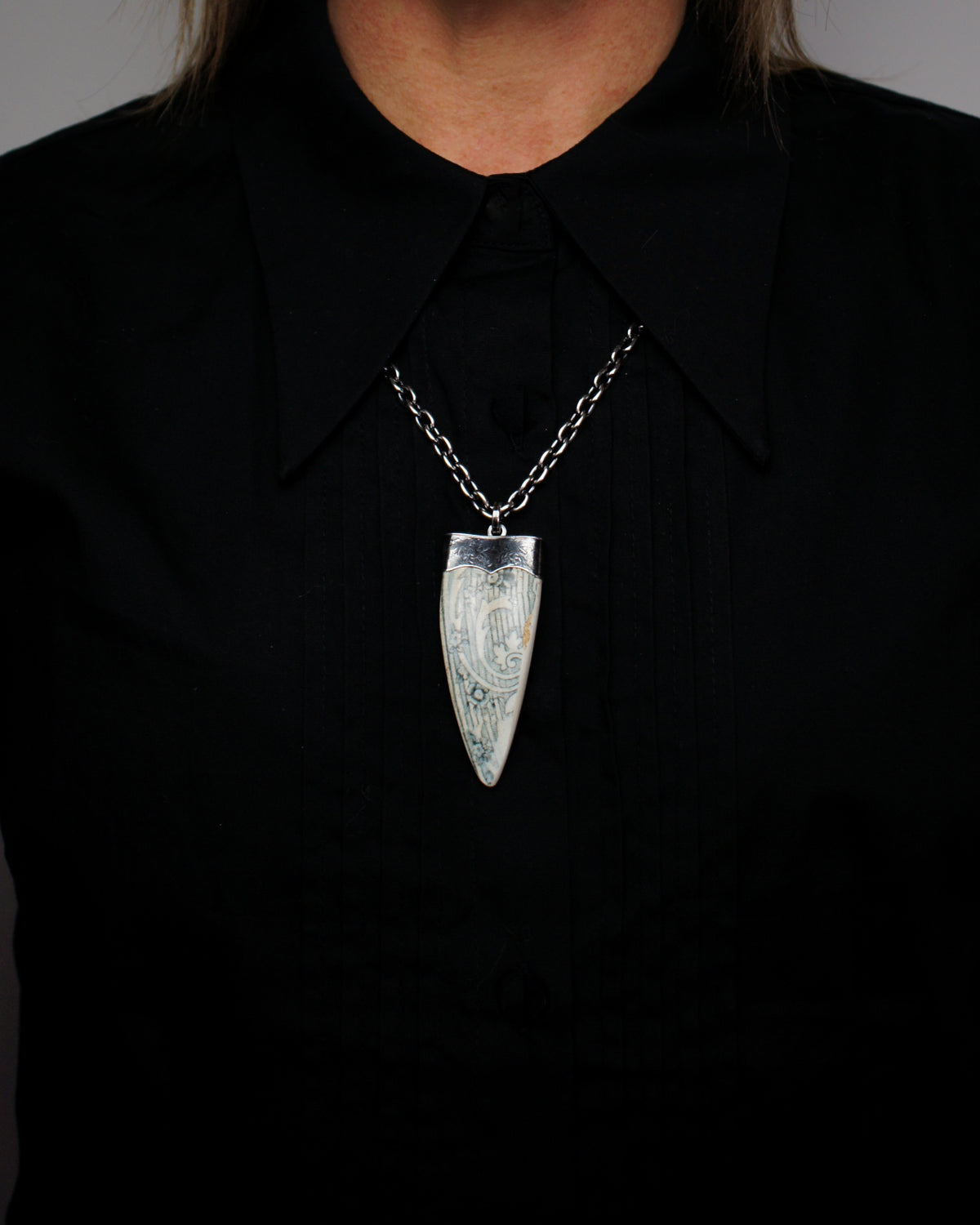 Antique Crockery Shard Tooth Pendant