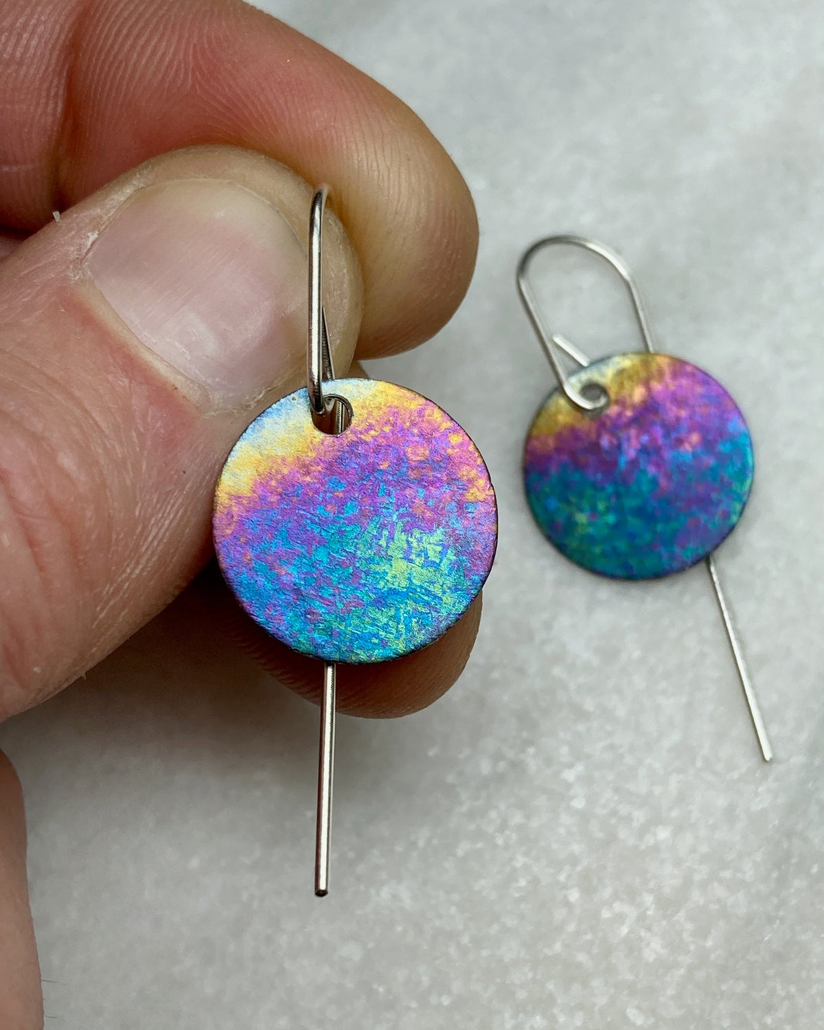 Small Crystalline Titanium Earrings