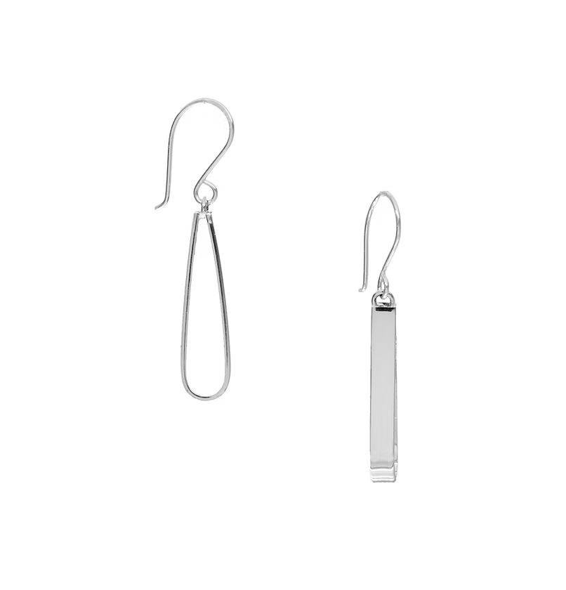 Pair of silver earrings on a white background