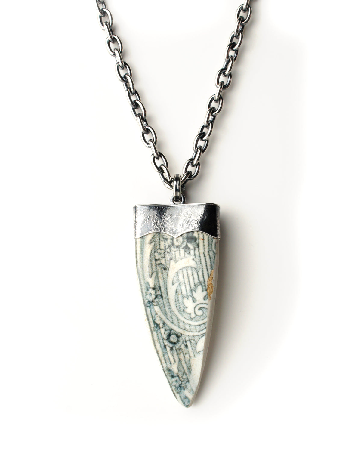 Antique Crockery Shard Tooth Pendant