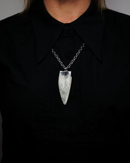 Antique Crockery Shard Tooth Pendant