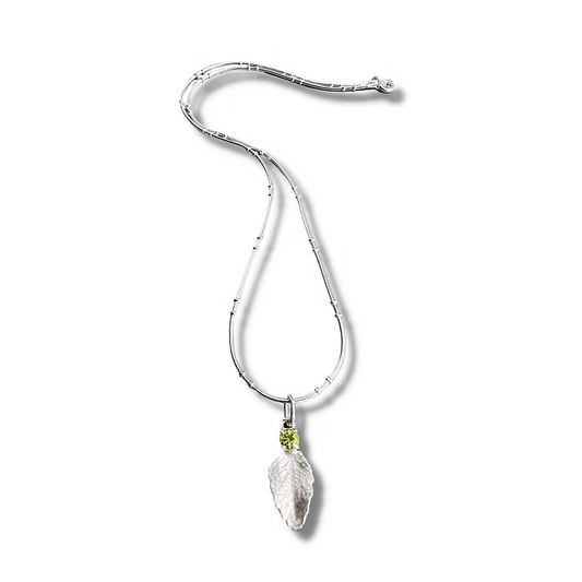 Myrtle Beech Leaf and Peridot Necklace